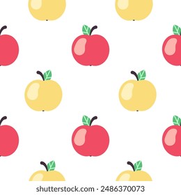 Manzanas rojas y amarillas. Vector sin patrón.