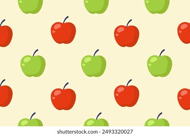 Red and yellow apples. Vector seamless pattern