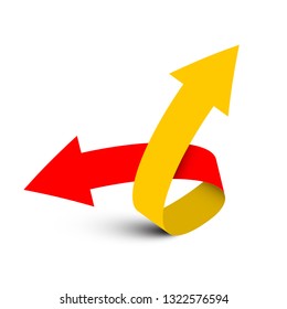 Red and Yellow Arrows Icon. Vector 3D Double Arrow Logo. Business Growth Concept.