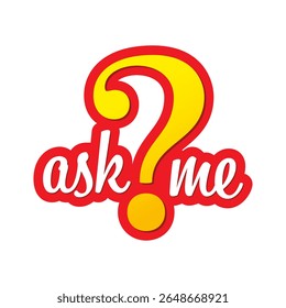 red and yellow "ask me" and question mark concept on white background. ask me logo