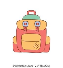 Red and Yellow BackPack Hand-Drawn Doodle Isolated Icon