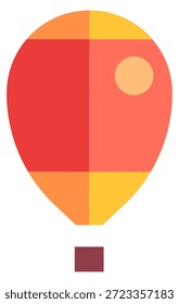 A red and yellow balloon with a sun on it