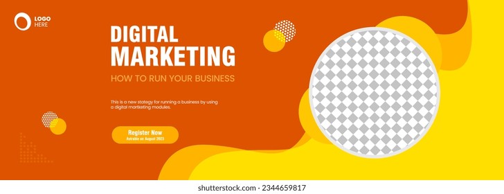 Red and Yellow Banner Digital marketing concept template Design, and social media post digital marketing banner design
