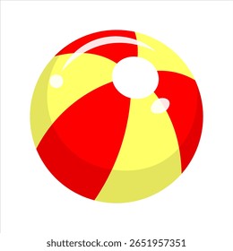 Red and yellow beach ball illustration in flat vector style