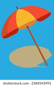 red yellow beach umbrella vector illustration