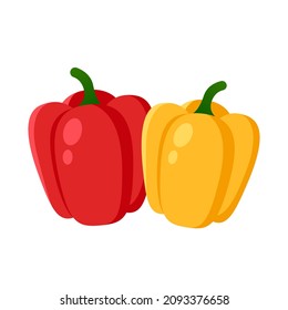 red and yellow bell pepper vector logo icon capsicum illustration flat clipart