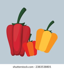 logotipo vectorial de pimiento rojo y amarillo icono capsicum ilustración clipart plano
