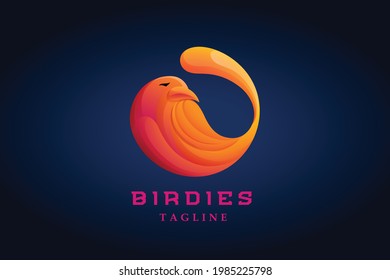 red yellow bird gradient logo