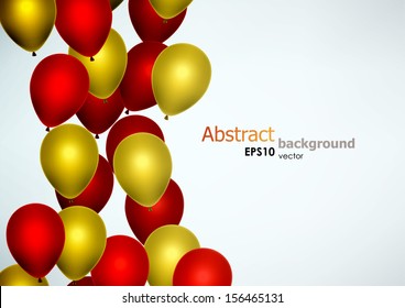 Red and yellow birthday balloons. EPS10 vector background.