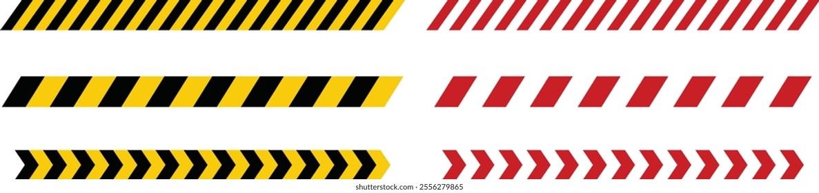 Red, yellow and black barrier icon set. Checkpoint, Restricted entry, closed access, private parking for official transport, paid, car park, document check. Vector collection isolated on transparent.