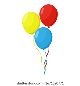 Red, yellow, blue balloon and isolated background vector