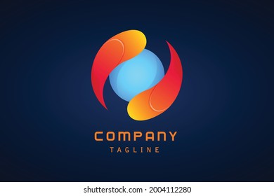 red yellow blue circle abstract gradient logo template
