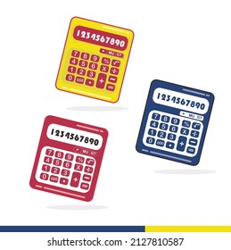 red yellow and blue color calculator vector design on white background for business and accounting and management, editable