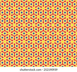 Red, yellow and blue color pollen seamless pattern background vector. 