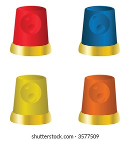 Red, yellow, blue and orange beacons