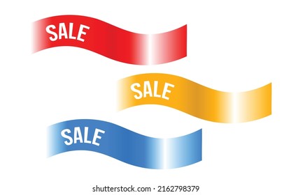 Red, Yellow, Blue Sale Banners Isolated On White