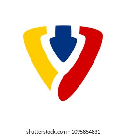 Red Yellow Blue Shield Logo Design