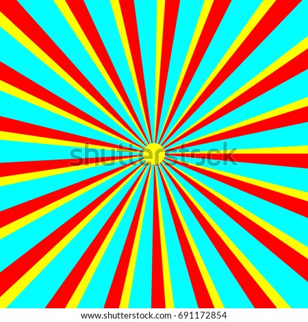 Red Yellow Blue Sunburst Abstract Background Stock Vector Royalty