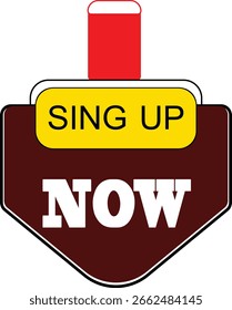 Red Yellow und Brown Sing Up Now Button Grafische Anmeldung