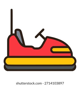 Diseño de Plantilla de Ilustración vectorial de color plano divertido de coche de parachoques rojo y amarillo