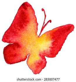 Red and yellow butterfly isolated