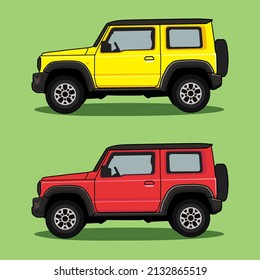 red and yellow car vector