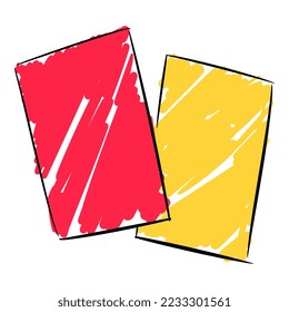 red and yellow card icon. concept of sport, soccer, football, offense, referee, etc. hand drawn vector illustration.