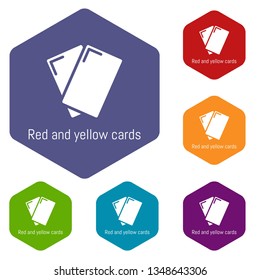 Red yellow card icons vector colorful hexahedron set collection isolated on white