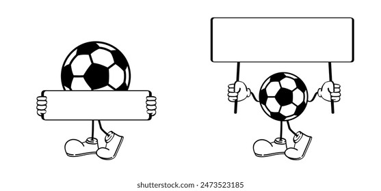 Red, yellow card soccer ball mascot. Comic. cartoon referee. Vector stadium, supporters. wk, ek sport finale, sports game. Street ball. Playground 2024, 2025, 2027.