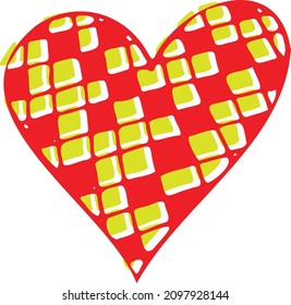 Red Yellow Checkered Heart Clipart Decoration Stock Vector (Royalty ...