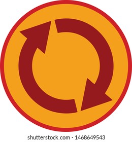 Red and Yellow Circle Arrow Sign. 