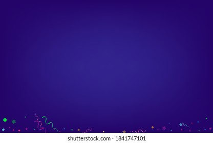 Red and Yellow Circles Celebration Vector Blue Background. Abstract Spiral Poster. Streamer Party Design. Multi colored Paper Illustration.