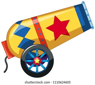 Red and yellow circus confetti canon illustration