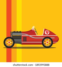 Red Yellow Classic Vintage Race Car
