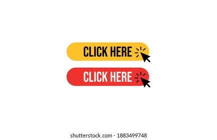 Red and yellow Click here buttons with cursor pointer clicking
