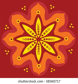 Red and yellow colored native indian ornament, mandala/Native indian ornament, mandala/