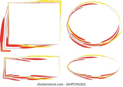 red yellow colorful abstract decorative stroke sketch pattern frames