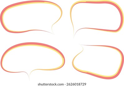 red yellow colorful thick outline dialogue clouds set