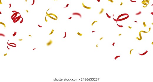 red and yellow confetti background A spectacular zig-zag falling for celebration. Festive decoration vector illustration