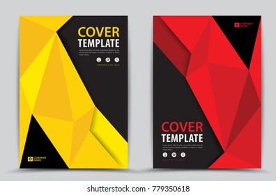 Red and Yellow cover template polygonal background, Vertical layout, Business brochure flyer, annual report, book, advertisement, Magazine, poster, banner, printing media, vector illustration, A4
