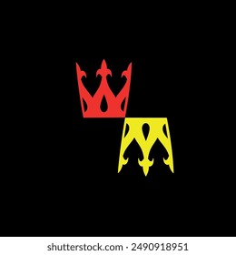 red and yellow crowns in front of the background