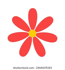 Red yellow daisy chamomile flower. Camomile icon. Growing concept. Simple flat design. Cute round flowers head plant collection. Happy Valentines Day. Love card symbol Isolated White background Vector