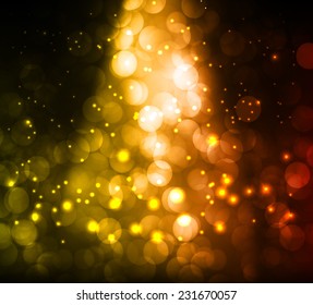red yellow Defocused Light, Flickering Lights, Vector abstract festive background with bokeh defocused lights. 
