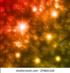 red yellow Defocused Light, Flickering Lights, Vector abstract festive background with bokeh defocused lights. star.