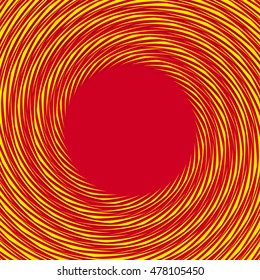 Red, yellow duotone spiral background. Circular geometric pattern