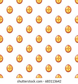 Red and yellow easter egg pattern seamless repeat in cartoon style vector illustration