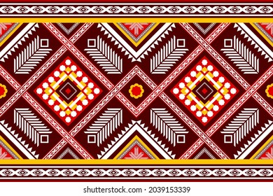 Red Yellow Ethnic Geometric Oriental Seamless Stock Vector (Royalty ...