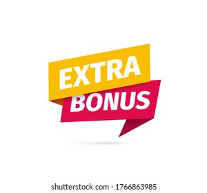 Red and yellow extra bonus isolated vector icon on white background.