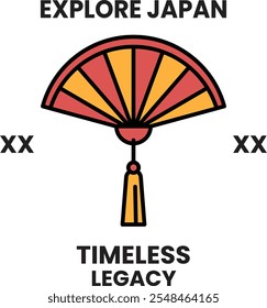 A red and yellow fan with a handle