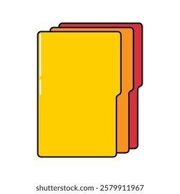 Red and Yellow File Folder. A red folder with a tab, commonly used for document organization.